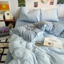 Three-piece bed sheet set college student dormitory bunk bed non-cotton pure cotton skin-friendly bed sheet set four-piece set