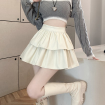 White First Love Short Skirt Womens Autumn Skirt Slim A-Line Skirt Cake Skirt Puff Skirt Small High Waist Skirt