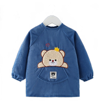 Baby smock autumn and winter long-sleeved childrens bib waterproof and anti-dirty male and female baby wear backwards when eating baby apron to wear outside