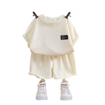 Summer childrens short-sleeved suit for boys and girls casual Korean clothes baby shorts summer childrens clothing two-piece new set