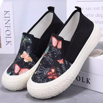 Casual breathable fisherman shoes for women 2024 new spring and summer cloth shoes versatile thick-soled canvas slip-on lazy shoes