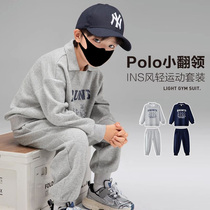 Fashion tops big childrens clothing trendy childrens polo shirts sweatshirt suits autumn and winter new styles boys and girls sports lapels