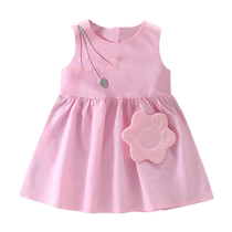 Girls dress summer pure cotton sleeveless vest dress for small and medium-sized children girls baby fashionable beach princess dress