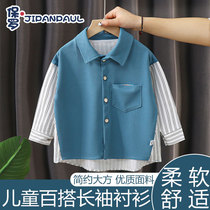 Boys shirts 2024 new childrens clothing spring and autumn boys early autumn thin tops baby autumn long-sleeved shirts