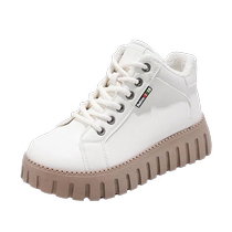 High-top womens shoes for autumn and winter velvet non-slip soft soles non-tiring work shoes thick soles height-increasing casual sports shoes