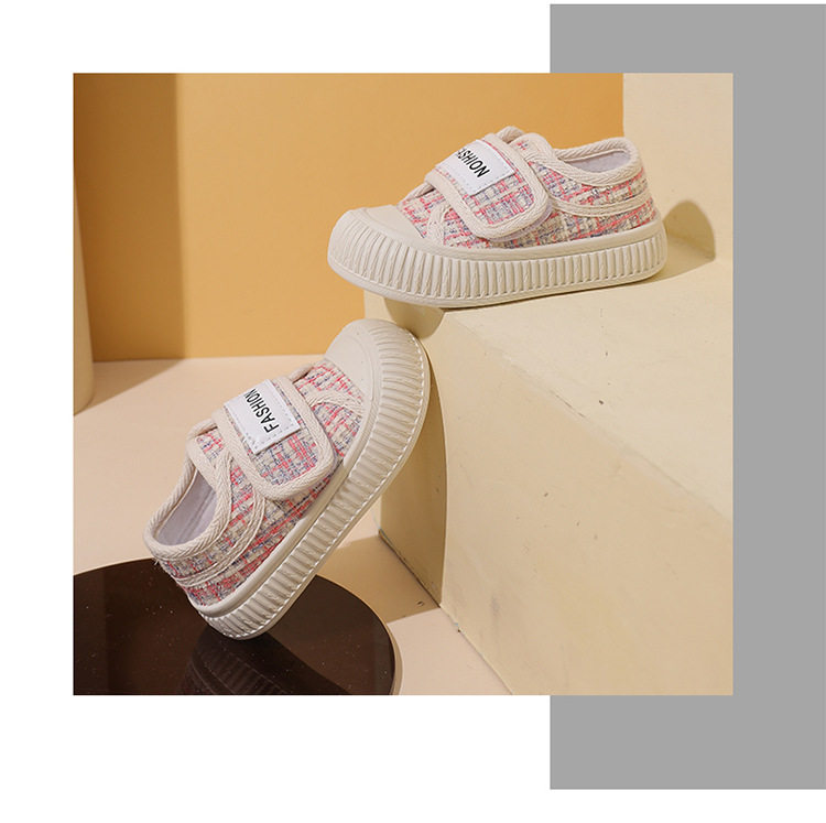 Ребенок холст обувь 2025 весна новая девушка ребенок детский сад комнатный обувь девушка ребенок обувь скольжение на липучках 