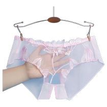 Feminine low-waist underwear large size seamless lace floral embroidery transparent mesh embroidery charming pure lust briefs