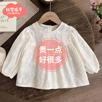Girls shirts spring and autumn 2024 new cotton internet celebrity loose shirts for girls and boys coats long-sleeved thin autumn tops
