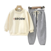 Boys suits spring and autumn 2024 new childrens Korean sweatshirts medium and large childrens sports and leisure loose two-piece trendy sets