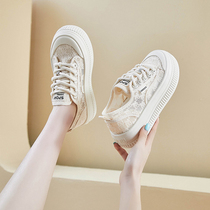 Canvas shoes for women 2024 summer new style lace mesh breathable mesh shoes white shoes with skirt thick sole casual sneakers