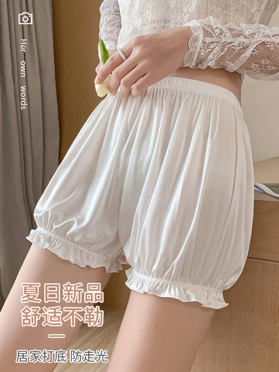 Шорты из ледяного шелка для женщин, весна-лето, защита от просвечивания, можно носить на выход, леггинсы, белые шорты JK, летние шорты, шорты для сна.