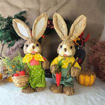 Handmade Diy Grass Choreography Rabbit Living Room Floor Swing garden Balcony Creativity Adorable adorable Animals Home Residence Ornaments