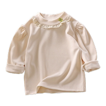 Childrens long-sleeved tops 2024 new girls sweatshirts baby style solid color inner bottoming shirt spring and autumn childrens clothing