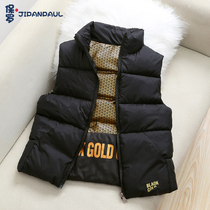 2023 new childrens down cotton vest autumn and winter boys and girls stand collar medium and large childrens warm outer top vest