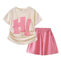 Girls sports suits boys new fashionable short-sleeved childrens casual summer girls shorts two-piece set trendy