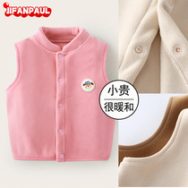Childrens velvet warm vest outer wear autumn and winter baby clothes baby sleeveless Ollie velvet cardigan cut-sleeve vest
