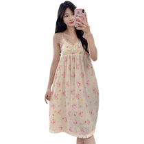 Summer 2024 new style cloud cotton lace with chest pad can go out suspender nightgown womens home wear nightgown