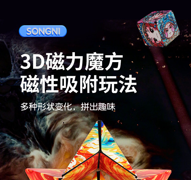 Кубик Рубика 立体百变磁性无限魔方三3d几何翻转儿童异形空间思维训练益智玩具 Jifanpaul