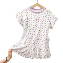Girls nightgown summer thin modal girls childrens pajamas princess style home clothes baby short-sleeved air-conditioned clothes