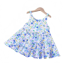 Girls cotton silk dress summer Northeastern large flower vest dress baby suspender dress foreign style thin floral princess dress