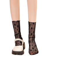 Lace white pile socks for women summer thin retro lace mid-calf socks with small leather shoes Lolita ice socks