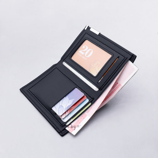 Men's Wallet Short Style Ultra-Thin Men's Business Wallet Student Wallet Men's Casual Card Holder Card Case Two-In-One Trendy