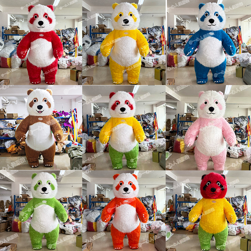 Inflatable Colorful Panda Cartoon Mascot Costume Multi-Color Panda Doll Costume Walking Performance Costume Inflatable Colorful Panda Cartoon Mascot Costume Multi-Color Panda Doll Costume Walking Performance Costume