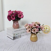 Simple modern ornaments European dining table retro chrysanthemum flower arrangement vase home living room TV cabinet ceramic fake flower decoration
