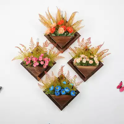 Pastoral wall hanging flower basket flower pot wall hanging flower basket simulation flower set decoration living room bedroom wall flower arrangement flower basket