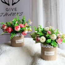 Home living room table TV cabinet decoration floral ornaments rose Carnation simulation flower set fake flower set fake flower dry bouquet