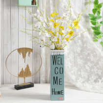 Wooden flowerpot simple decoration living room dried flower arrangement wooden vase creative hollow flower bucket floor vase