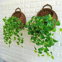 Hanging basket wall hanging pot woven flower pot pot wall hanging rattan flower pot flower basket wall hanging rattan flower arrangement simulation green pot