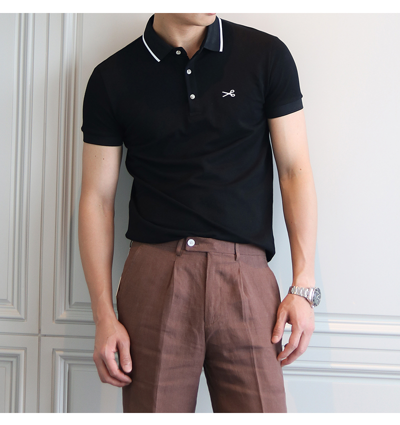 Mùa hè giản dị màu áo polo Anh thời trang nam thoải mái Áo sơ mi mỏng trẻ trung Hàn Quốc áo polo đỏ