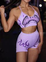 Must buy TTWOLVES limited flame rose womens seamless knitted CIVIL fitness sports suit A49