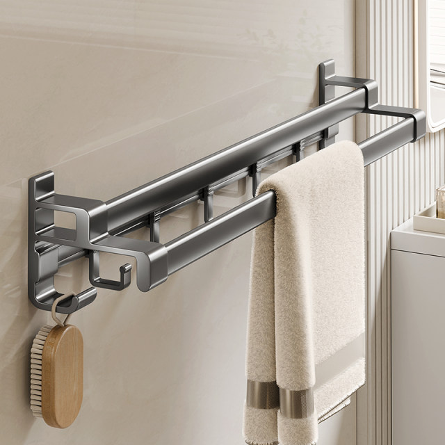 No hole-free towel rack double rod hanging towel