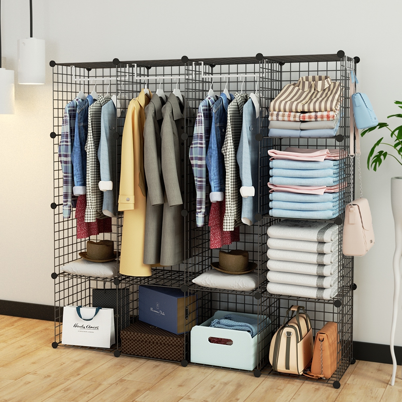 Hanghanger Bedroom Creative Cloister Hood Single Lever Clothes Rack Simple Wardrobe Room Free of perforated Nordic Corner Cabinet