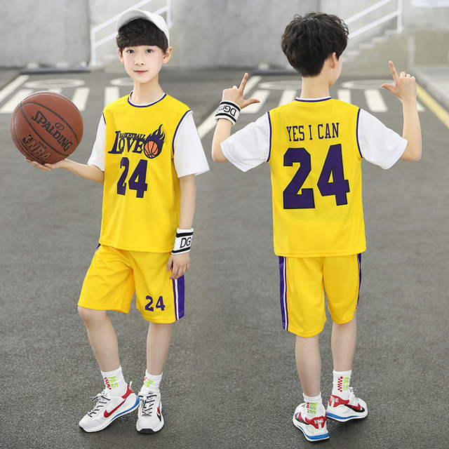 Children's basketball uniforms, boys' training uniforms, Kobe Bryant No. 24 jersey sports quick-drying vests, boys' short-sleeved clothes