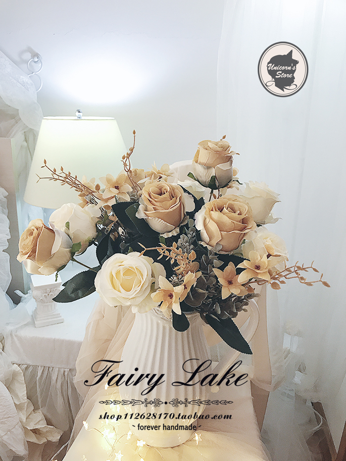 Ins simulation large retro beautiful rose classical French living room dining room silk flower decoration decoration fake flower