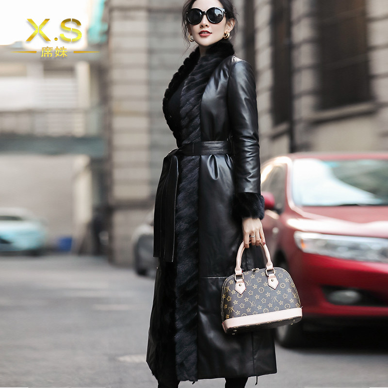 XI Shizu 2022 Winter New fashion Atmosphere Hainen genuine leather down jacket for women's medium long version of a mink fur fur straw jacket