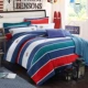 Thời trang sọc bông denim bông giường ngủ ở một gia đình bốn nhám 1.8 / 2.0m khăn trải giường đôi Li Kit - Bộ đồ giường bốn mảnh