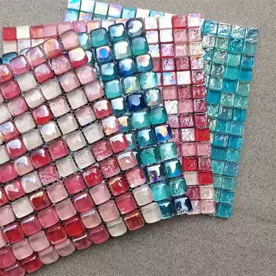 Blue pink glazed mosaic crystal glass ball dressing room bathroom bar TV background wall tiles
