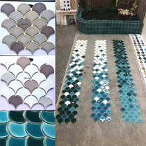 Fish scale brick Symphony fan-shaped ceramic mosaic Bathroom bathroom bar background wall Swimming pool dragon scale handmade brick