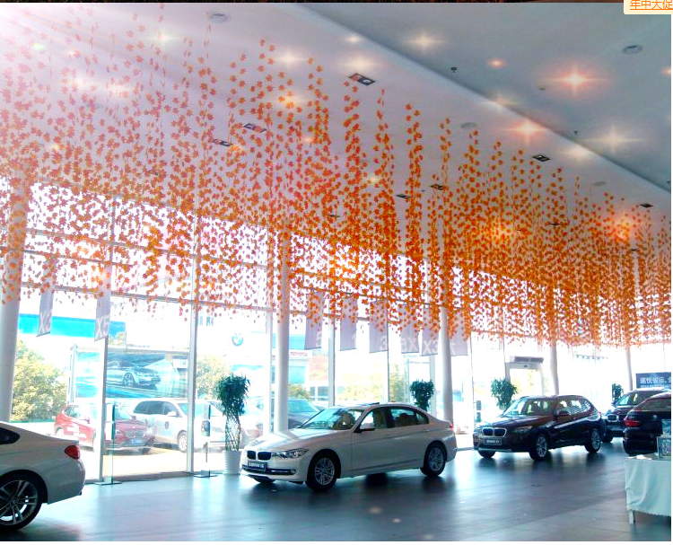 Emulation Red Maple Leaf Kindergarten Ceiling Decoration Leaves Plastic Flowers Fake Flowers Vines Duct Winding Suspended Ceiling Decorations