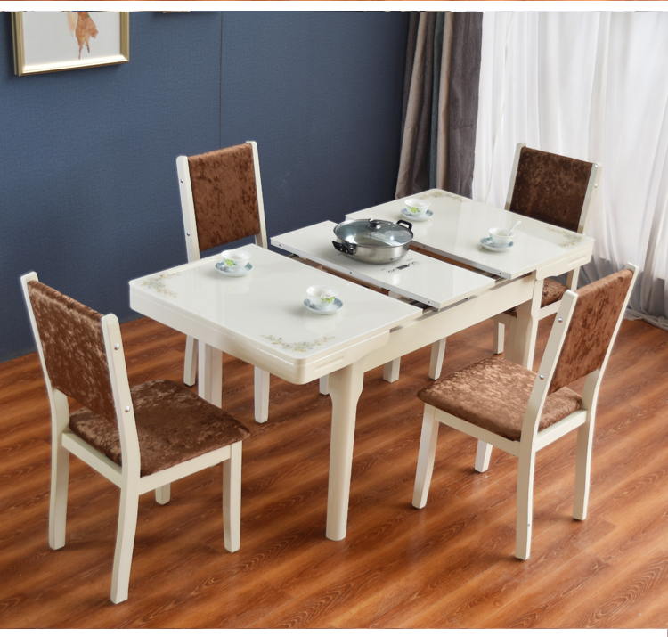Dinette kết hợp bếp với nhiều chức năng có thể thu vào kính gỗ rắn hiện đại tối giản bàn ăn nhà - Bàn bàn học thông minh chống gù chống cận dergo