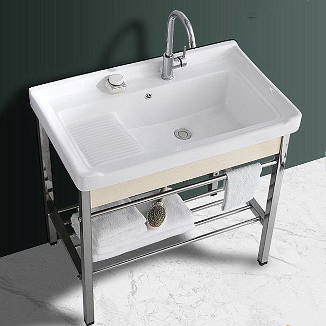 Stainless steel bracket basin Bath room cabinet Powder room wash basin Wash basin Ceramic basin Integrated floor-to-ceiling pool
