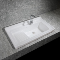 Ceramic laundry basin with washboard toilet countertop basin semi-embedded wash pool household wash basin single Basin
