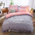 Flannel bốn mảnh mùa đông san hô lông cừu giường Falais chăn dày Hàn Quốc tấm ấm bốn bộ chăn ga gối everon 2020 Bộ đồ giường bốn mảnh