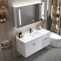 Light Extravagant Rock Board Bath Cabinet Combination Brief modern toilet hanging wall style Handwashing wash-face washing table integrated mirror cabinet