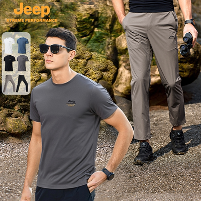 Jeep, дорожные быстросохнущие спортивные сандалии, антибактериальная дышащая водоотталкивающая футболка, штаны подходит для пеших прогулок, короткий рукав