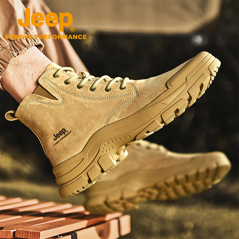 Jeep jeep camping wind soft bottom Martin boots men and women with the same style of hiking shoes outdoor tooling boots cushioning camping shoes